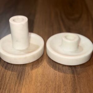 Threshold Studio McGee White Marble Candlestick Holders